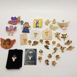 Vtg bulk Lot of 33 resellers Angel cupid Cherub pinback pin lapel brooch